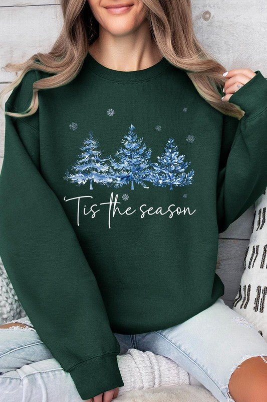 Blue Christmas Trees Tis the season Sweatshirts