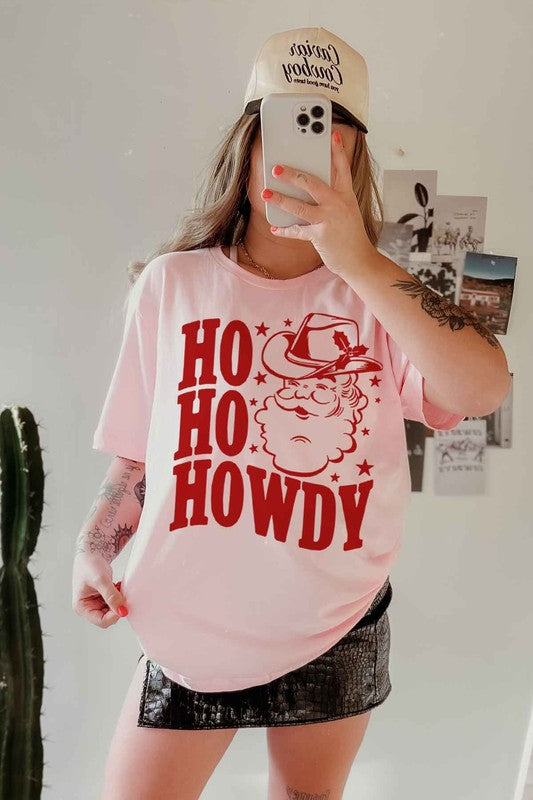 HO HO HOWDY CHRISTMAS SANTA GRAPHIC TEE