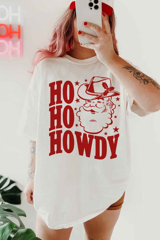 HO HO HOWDY CHRISTMAS SANTA GRAPHIC TEE