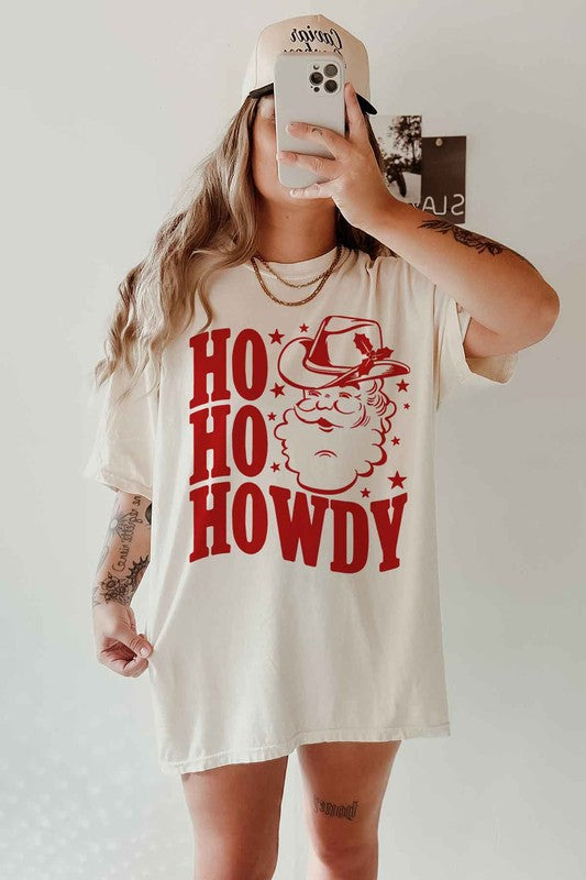 HO HO HOWDY CHRISTMAS SANTA GRAPHIC TEE