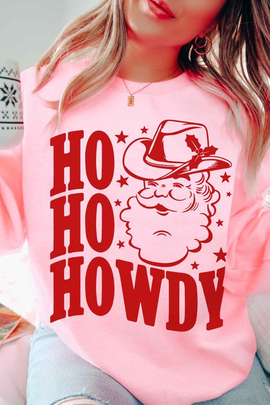 HO HO HO HOWDY CHRISTMAS SANTA GRAPHIC SWEATSHIRT