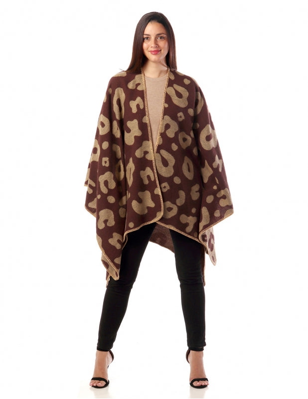 Leopard Print Reversible Ruana