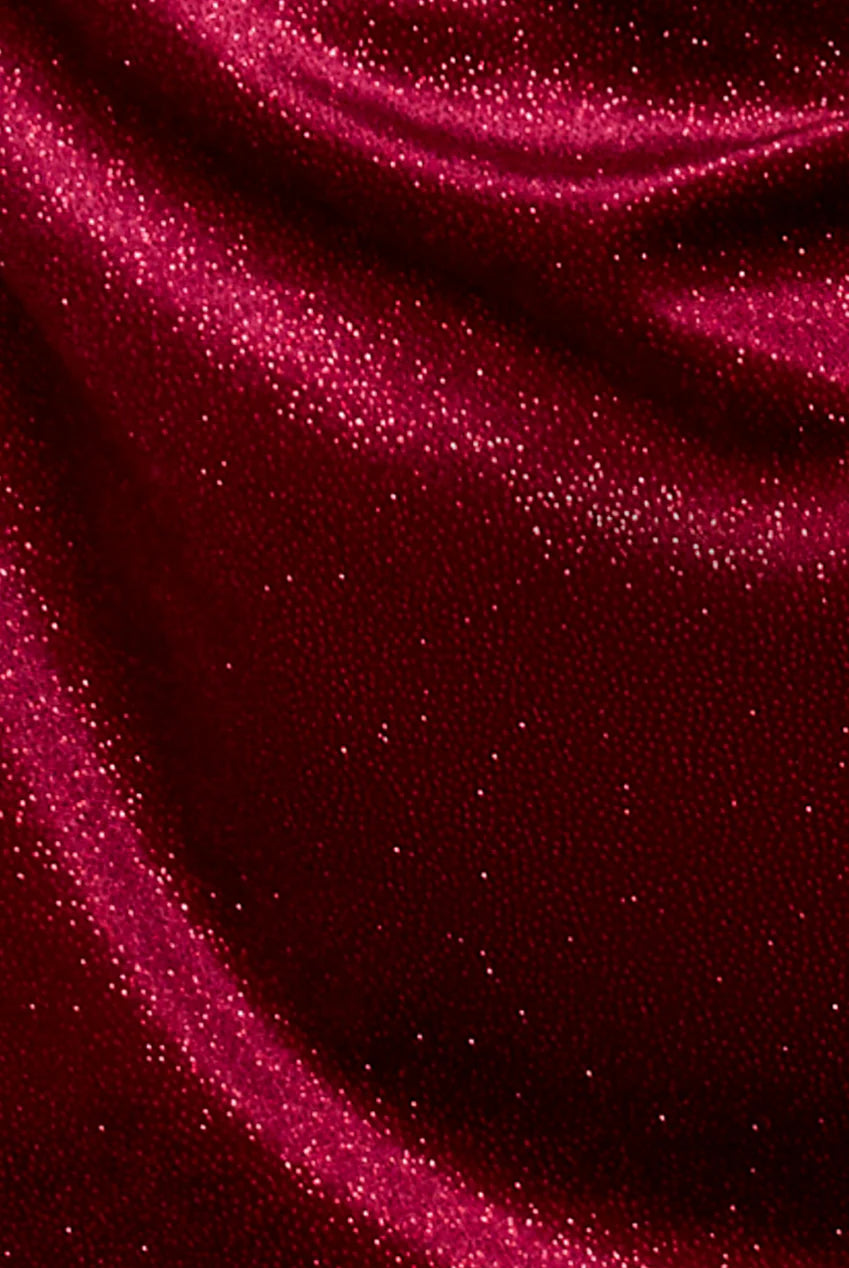 Glitter Velvet Cowl Neck Sheath Midi Dress