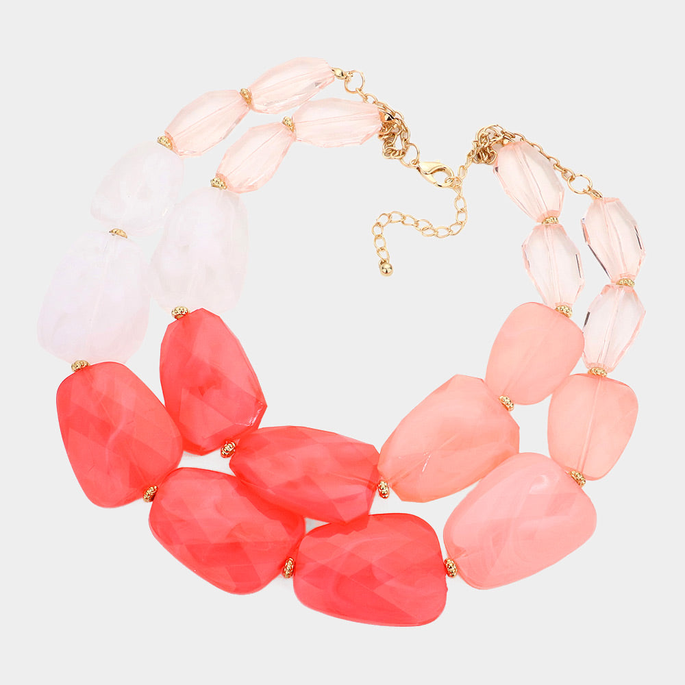 Tiered Resin Pebble Necklace Set