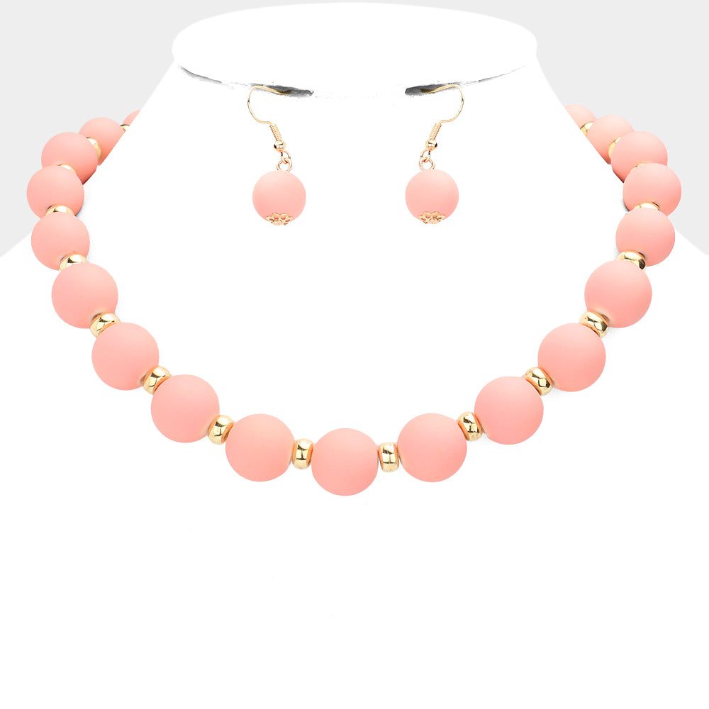 Colored Ball Cluster Necklace and Matching Earring