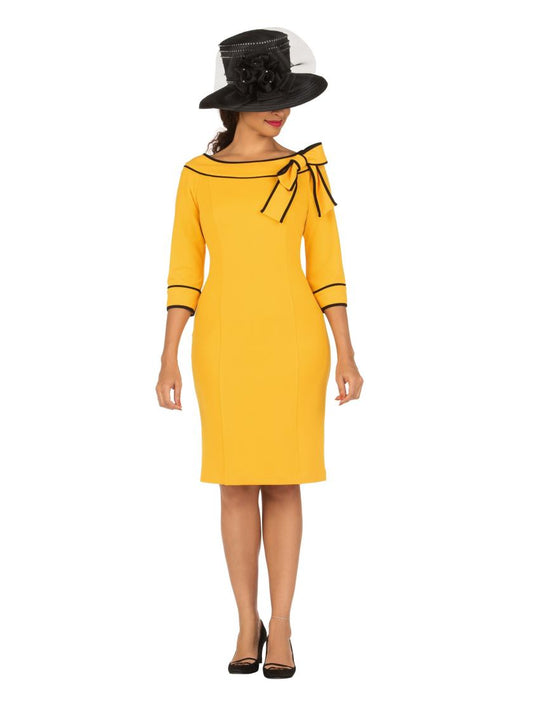 Giovanna Two Tone 3/4 Sleeve Sheath Dress with Bow