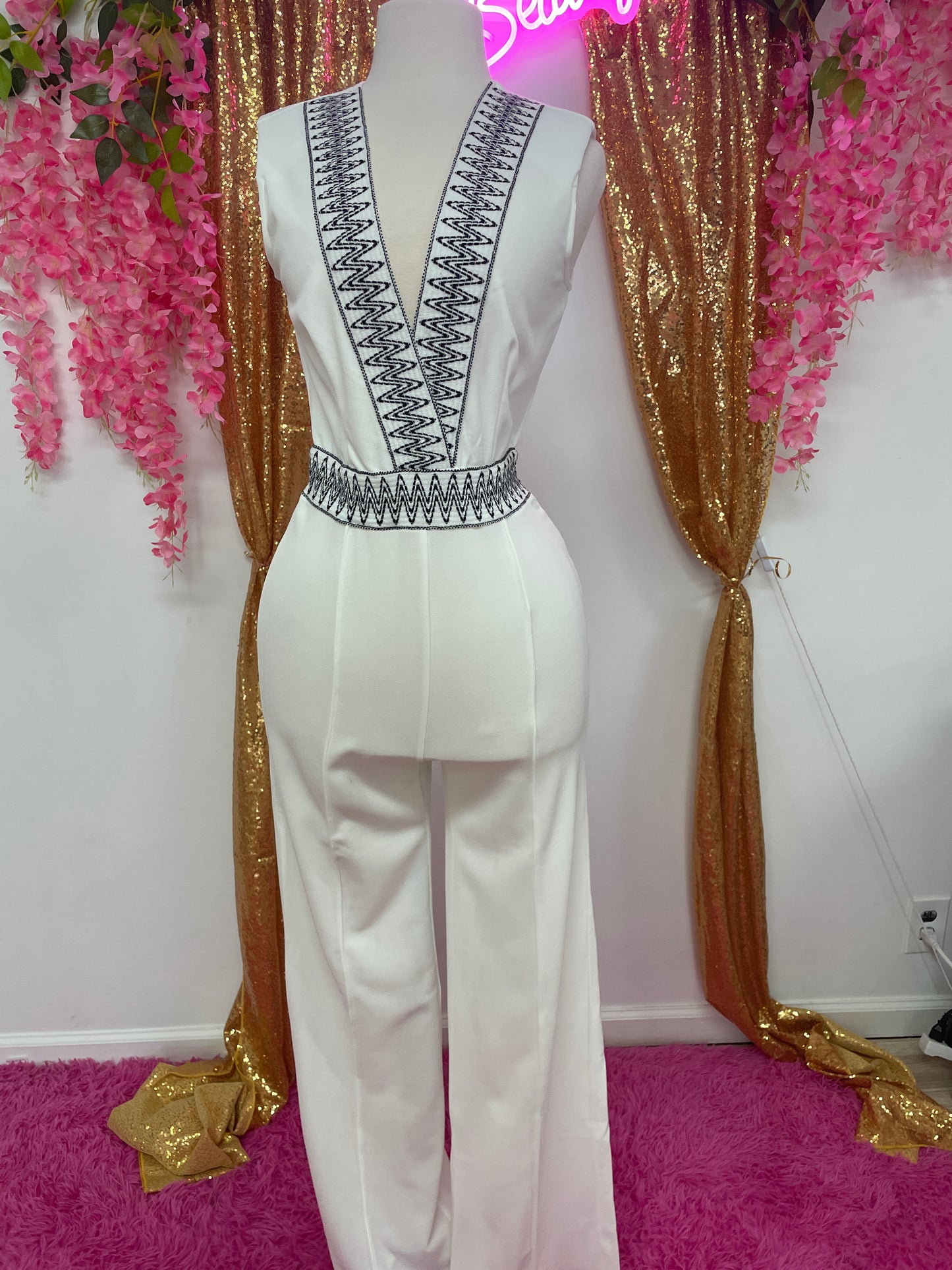 ZIGZAG ELASTIC BAND DETAILED FASHION JUMPSUIT