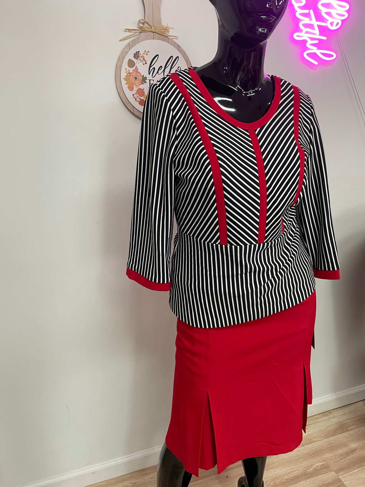 Tally Taylor 2Pc Stripe Skirt Suit