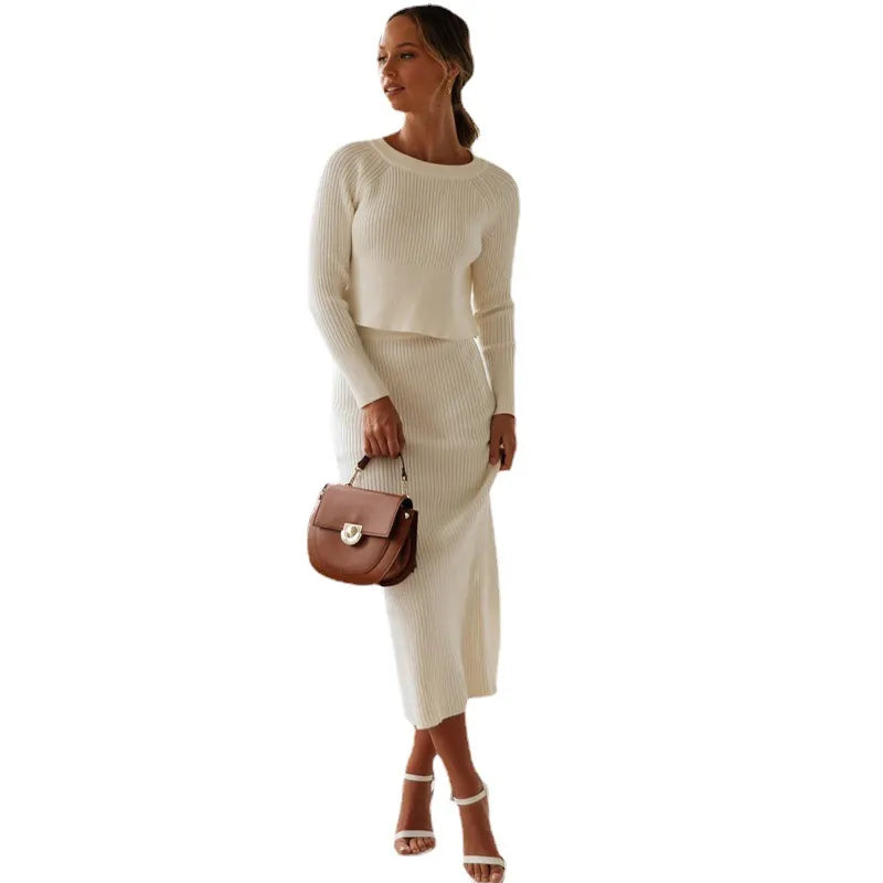 Women's Knit Long Sleeve Skirt Set