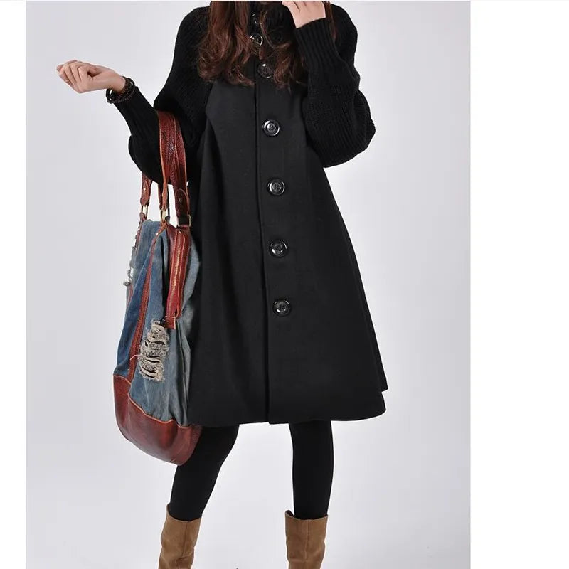 Women's Single Breasted Woolen Coat