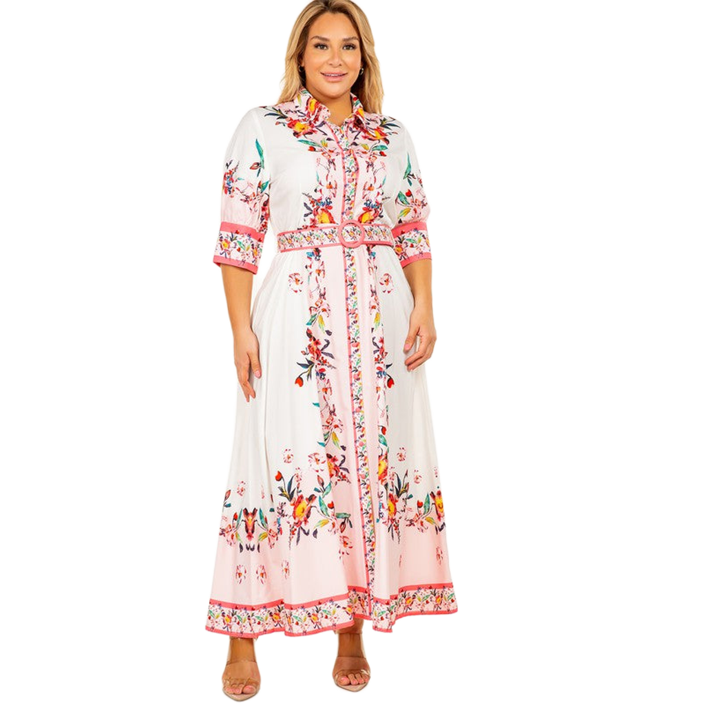 Maria Plus Size  Floral Long Dress