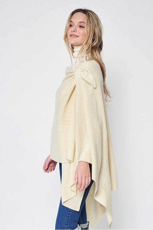 Solid Ruana Poncho with Shoulder Insert Strap