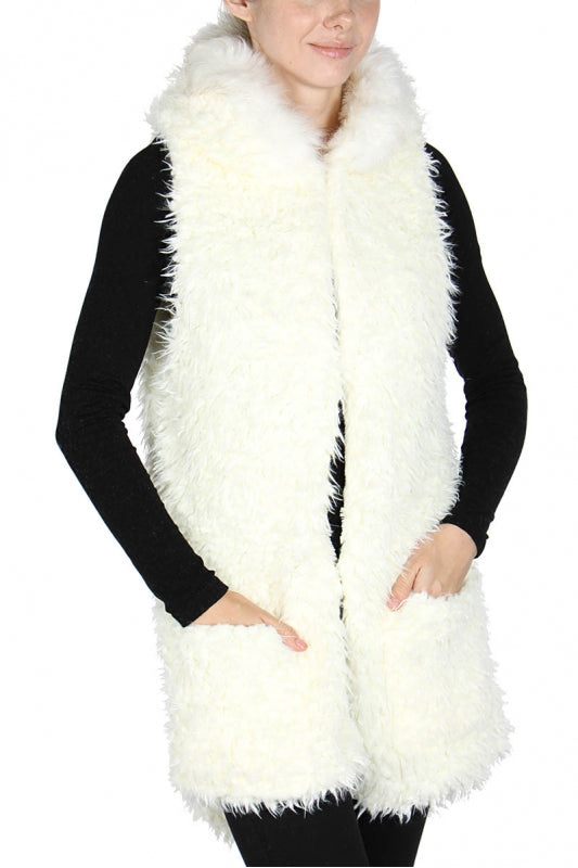 Faux-Fur Two Tone Hooded Vest