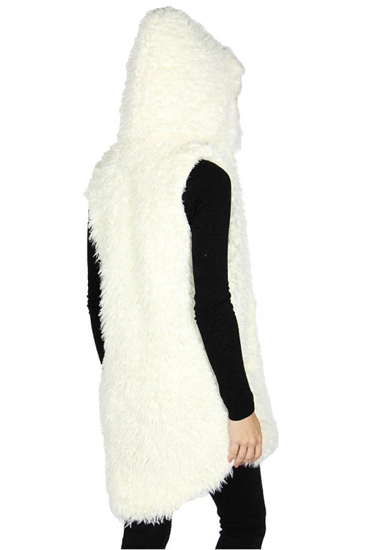 Faux-Fur Two Tone Hooded Vest