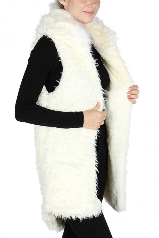 Faux-Fur Two Tone Hooded Vest