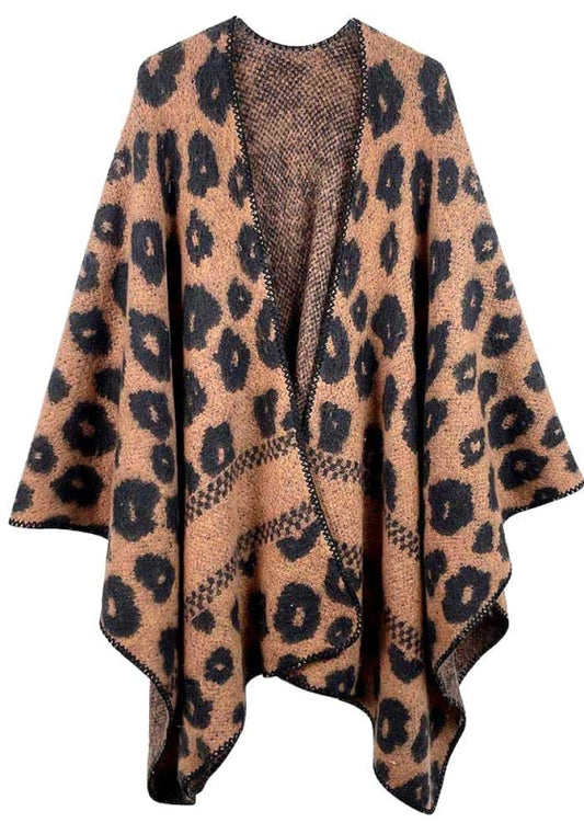 Leopard Open front Ruana Poncho