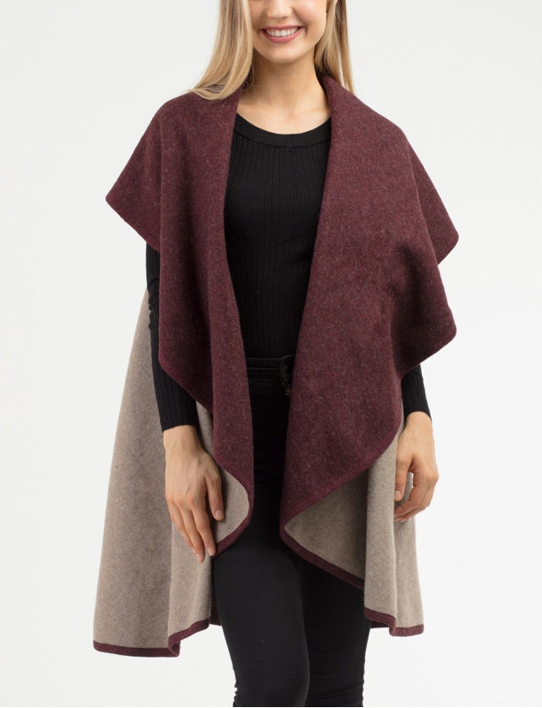 Two tone reversible shawl vest