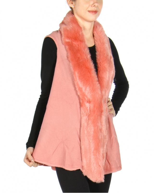 Fluffy fur trimmed vest