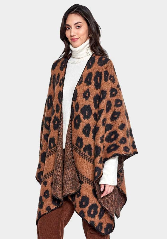 Leopard Open front Ruana Poncho