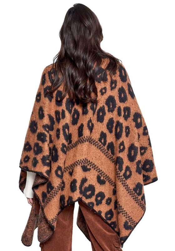 Leopard Open front Ruana Poncho