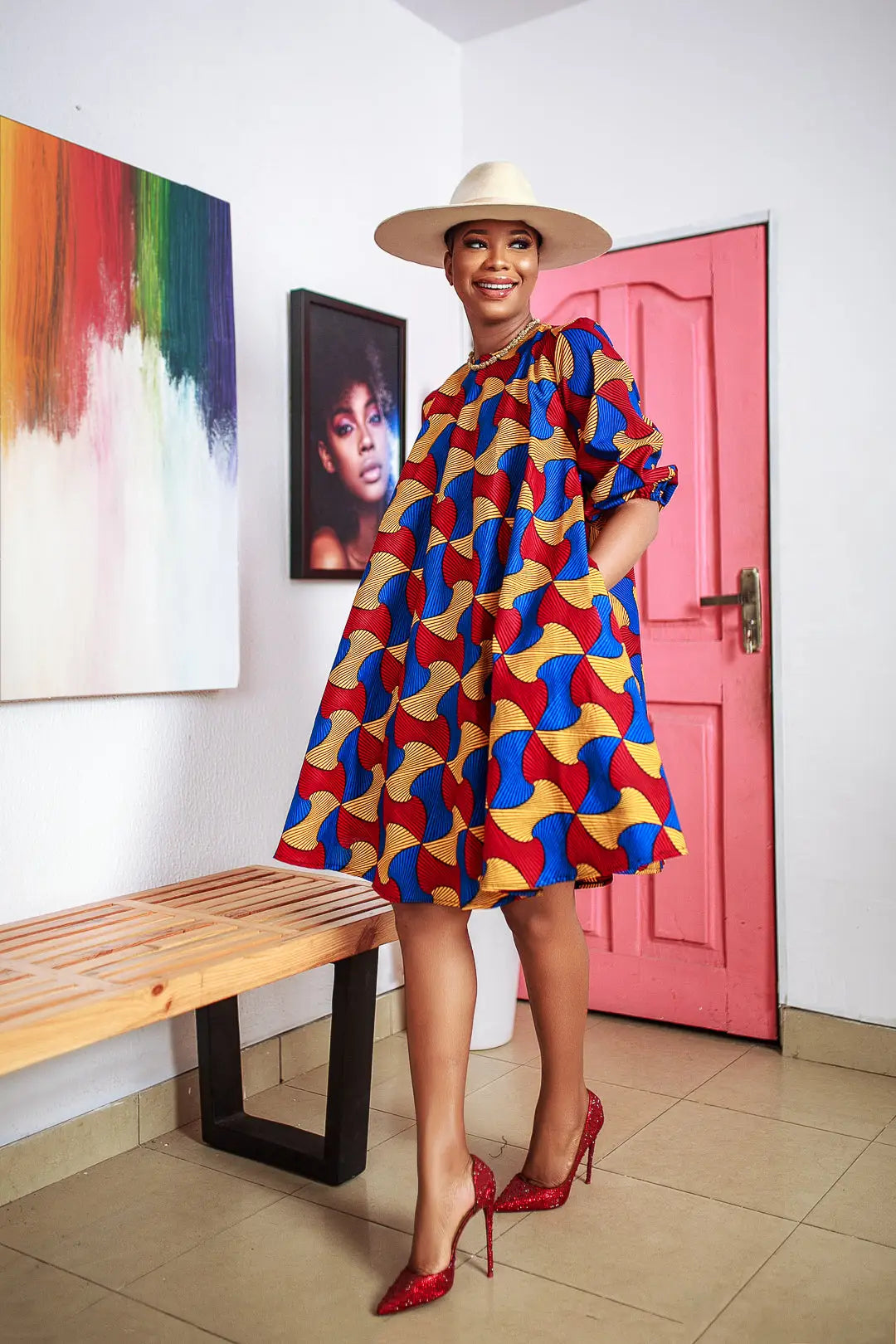 Amina African Print A-Line Dress