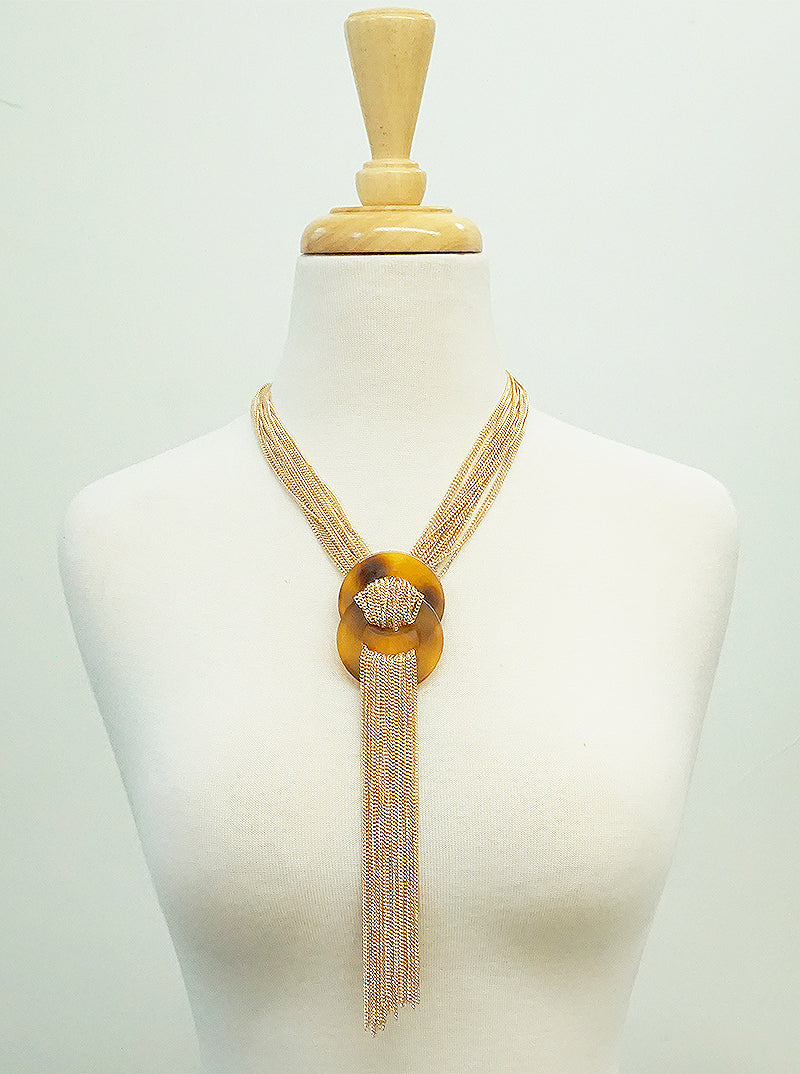 Chain Fringe Acetate Necklace