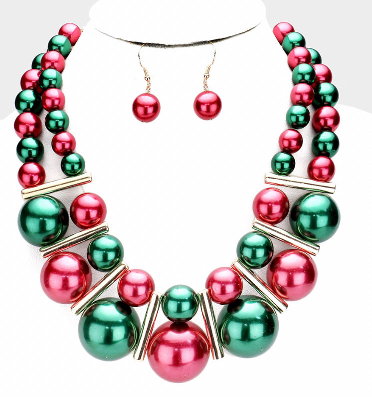 Chunky Pearl Statement Bib Necklace