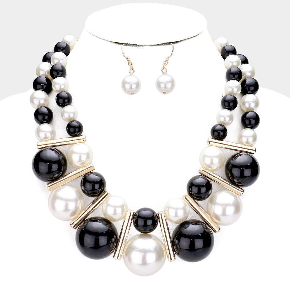 Chunky Pearl Bib Necklace Set