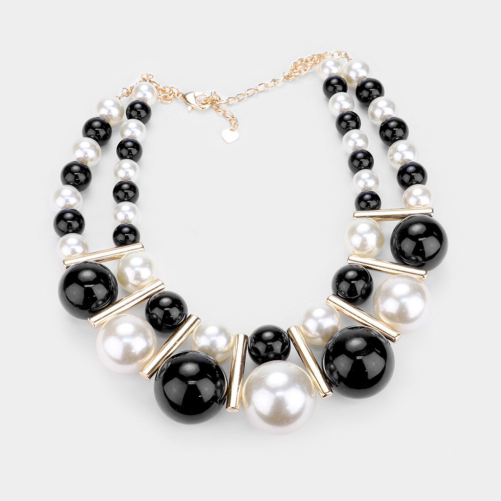 Chunky Pearl Bib Necklace Set