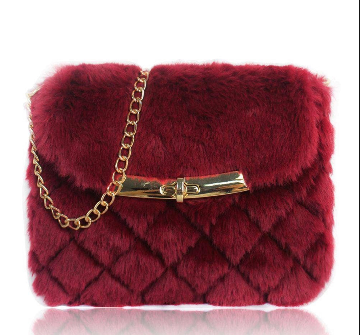 Quilted Fluffy Crossbody Bag