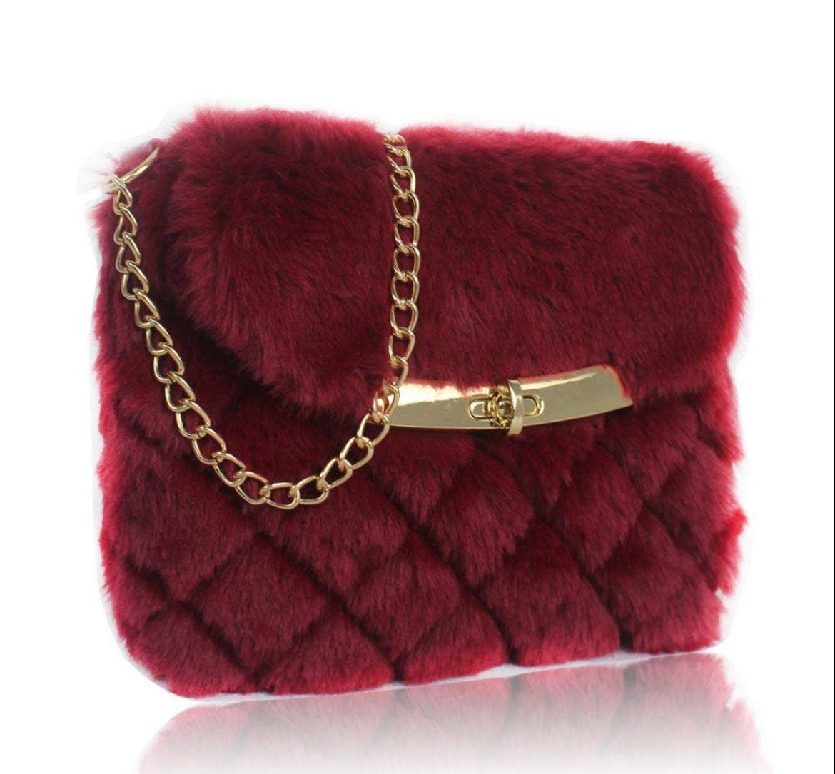 Quilted Fluffy Crossbody Bag