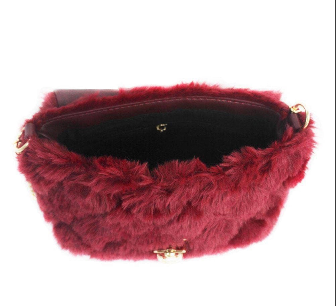 Quilted Fluffy Crossbody Bag