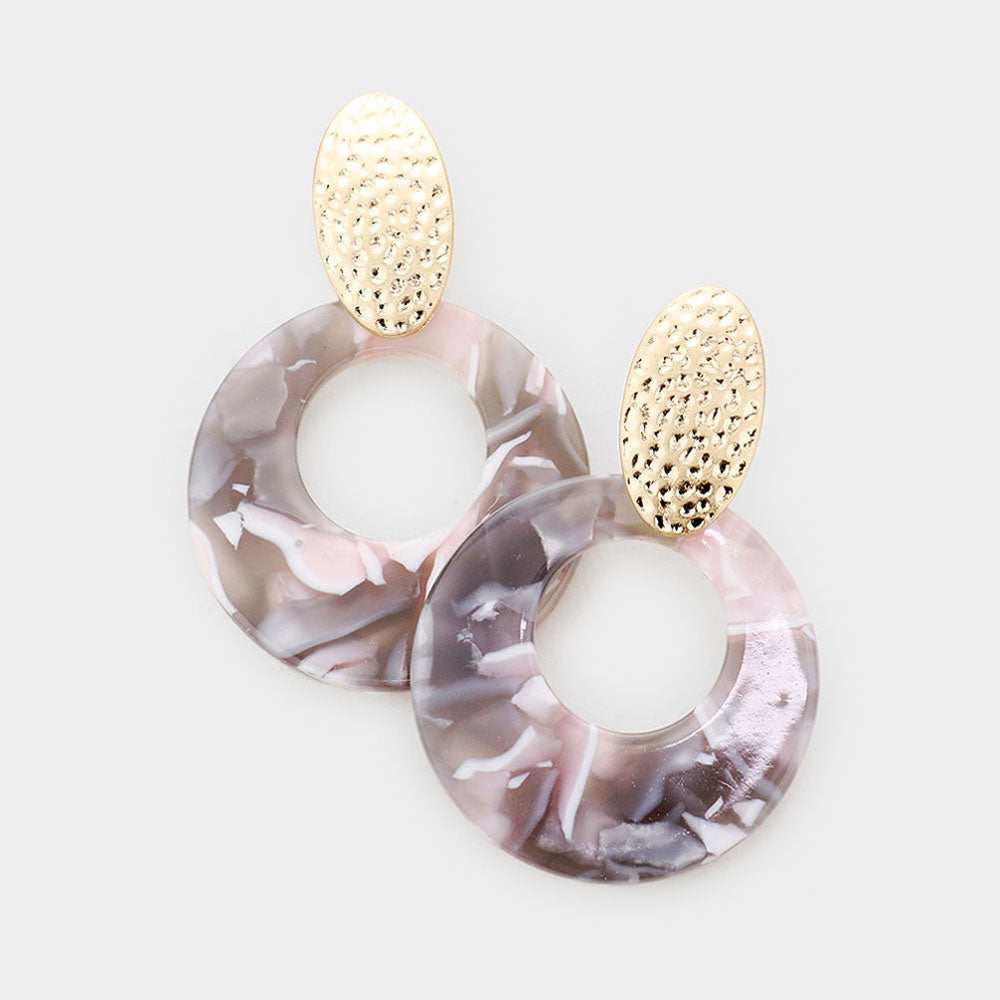 Celluloid Cut Out Round Earring