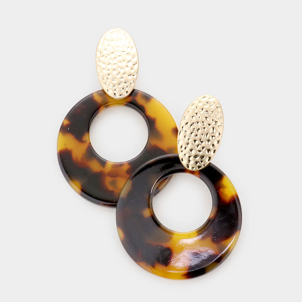 Celluloid Cut Out Round Earring