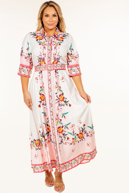 Maria Plus Size  Floral Long Dress