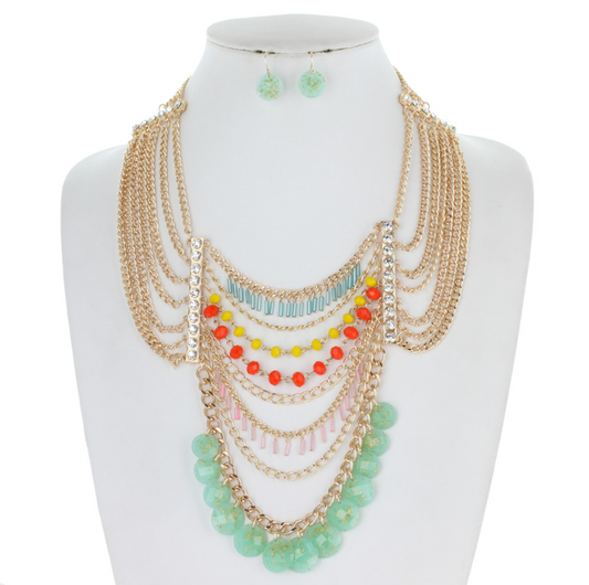 Dangly Layered Chain Necklace Set