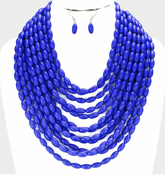 Multi Strand Oval Necklace Set