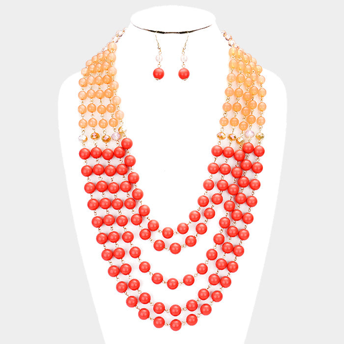 Multi Strand Beaded Bib Necklace