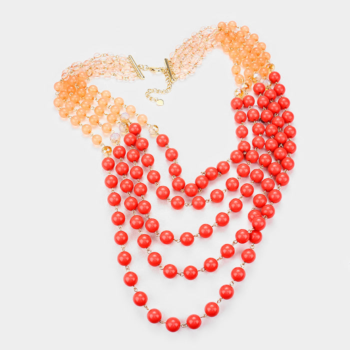 Multi Strand Beaded Bib Necklace