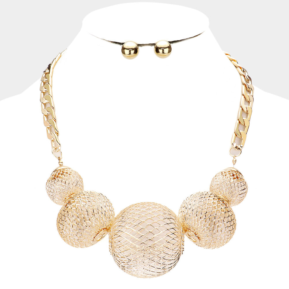 Metal Mesh Ball Necklace