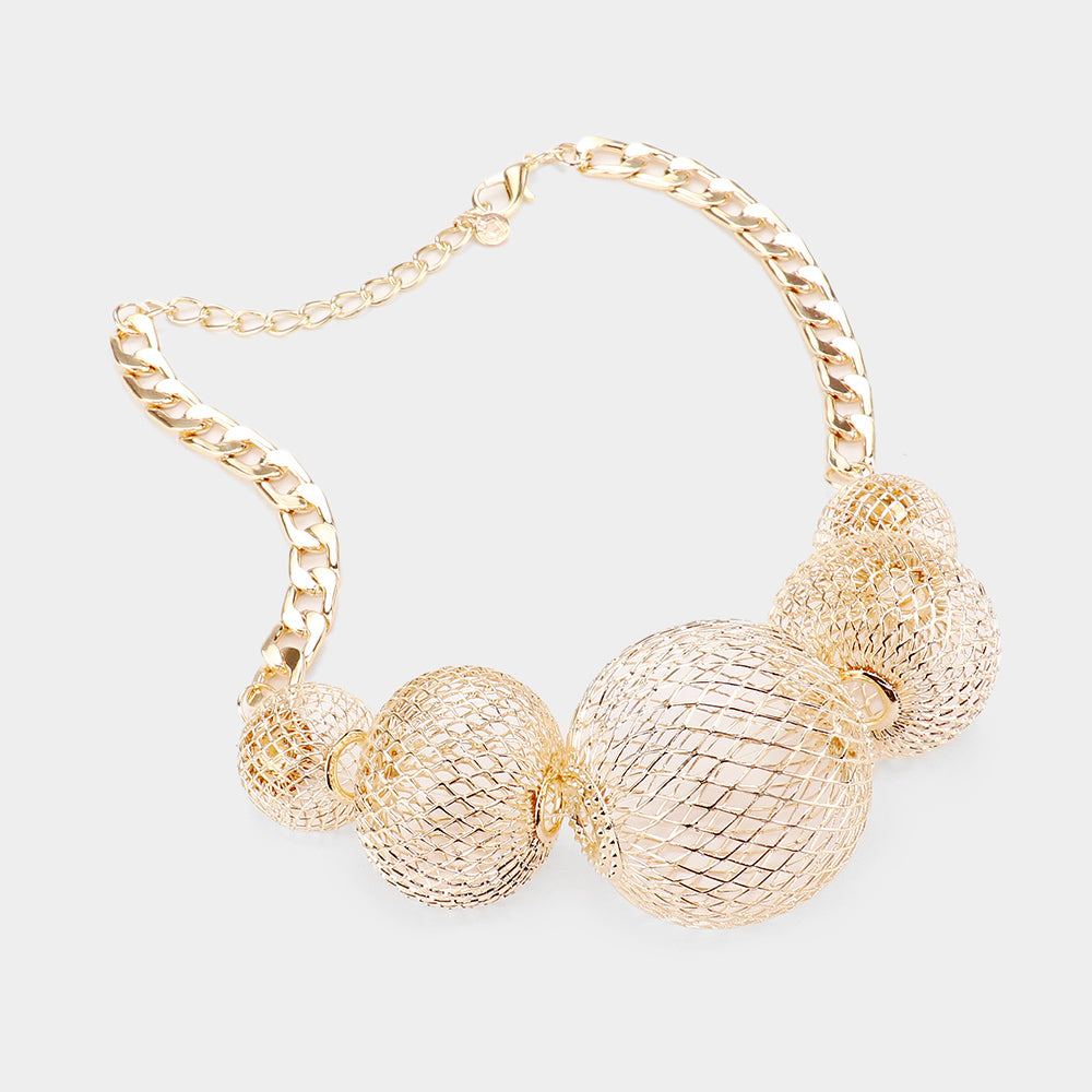 Metal Mesh Ball Necklace