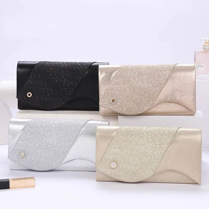 Pu Leather Rhinestone Square Clutch