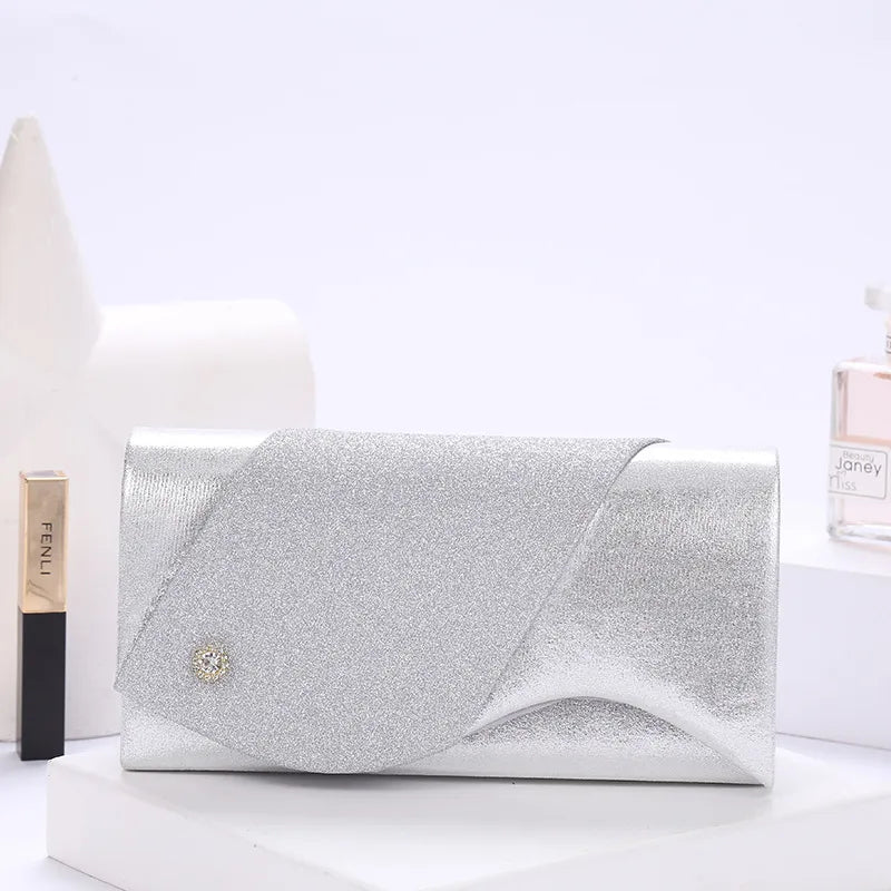 Pu Leather Rhinestone Square Clutch