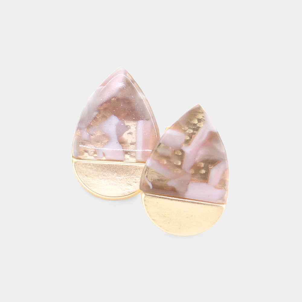 Celluloid Acetate Teardrop Stud Earrings