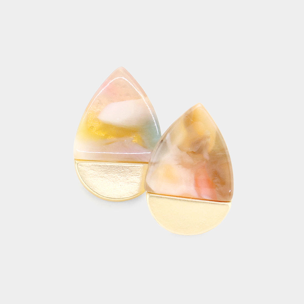 Celluloid Acetate Teardrop Stud Earrings