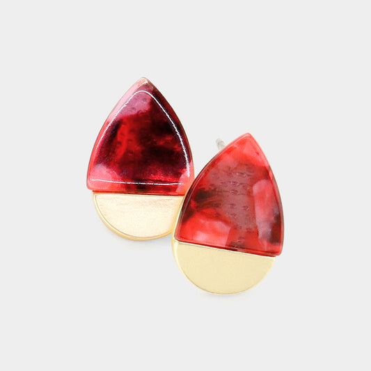 Celluloid Acetate Teardrop Stud Earrings