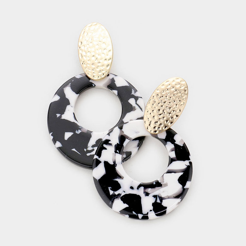 Celluloid Cut Out Round Earring